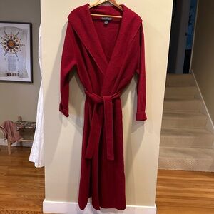 Red Boiled Wool Bathrobe Herman Geist Size Medium unisex EUC
